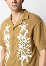 Clean Cut Copenhagen Calton embroidery shirt Skjorte S/S Dark Khaki