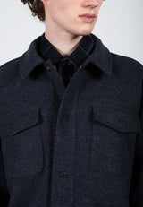 Clean Cut Copenhagen Dean flannel bonded overshirt Overshirts Dark Navy Melange