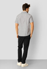 Clean Cut Copenhagen Giles cotton/linen shirt Skjorte S/S Navy / Ecru