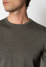 Clean Cut Copenhagen Alfredo merino wool jumper Strik Army Melange