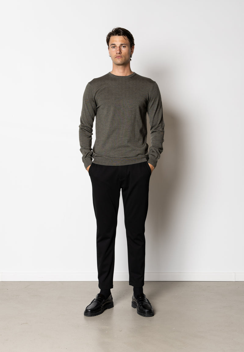 Clean Cut Copenhagen Alfredo merino wool jumper Strik Army Melange