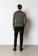 Clean Cut Copenhagen Alfredo merino wool jumper Strik Army Melange