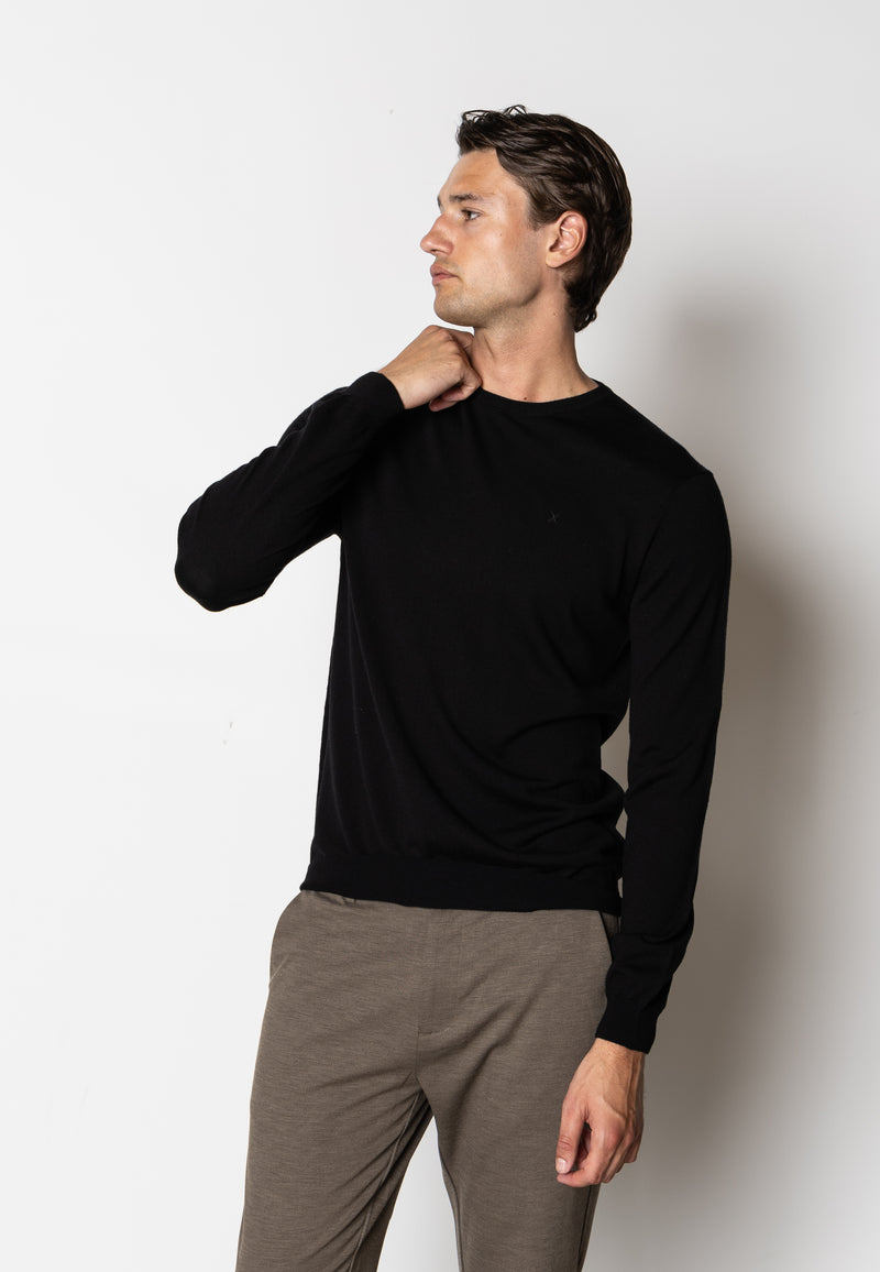 Clean Cut Copenhagen Alfredo merino wool jumper Strik Sort