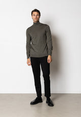 Clean Cut Copenhagen Alfredo merino wool roll neck Strik Army Melange