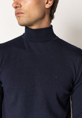 Clean Cut Copenhagen Alfredo merino wool roll neck Strik Mørk Navy