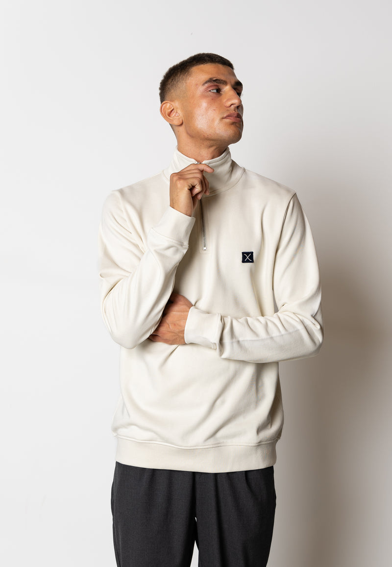 Clean Cut Copenhagen Basic Organic bomuld 1/2 zip sweat Sweatshirts Ecru