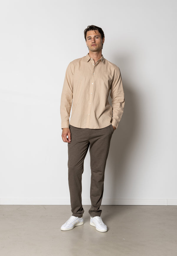 Clean Cut Copenhagen Bomuld/Hør skjorte Skjorte L/S Khaki