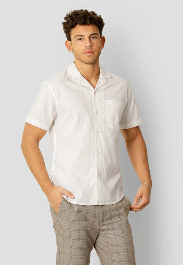 Clean Cut Copenhagen Bowling cotton/linen S/S shirt Skjorte S/S Hvid