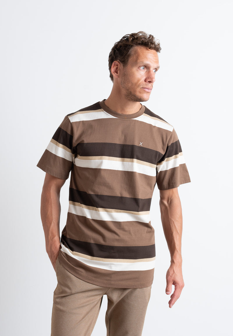 Clean Cut Copenhagen Bradley cotton t-shirt T-shirts S/S Brown striped