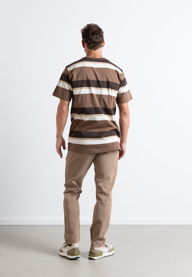 Clean Cut Copenhagen Bradley cotton t-shirt T-shirts S/S Brown striped