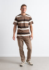 Clean Cut Copenhagen Bradley cotton t-shirt T-shirts S/S Brown striped