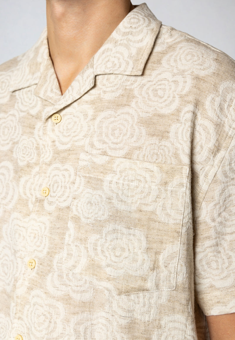 Clean Cut Copenhagen Carter flower shirt Skjorte S/S Ecru