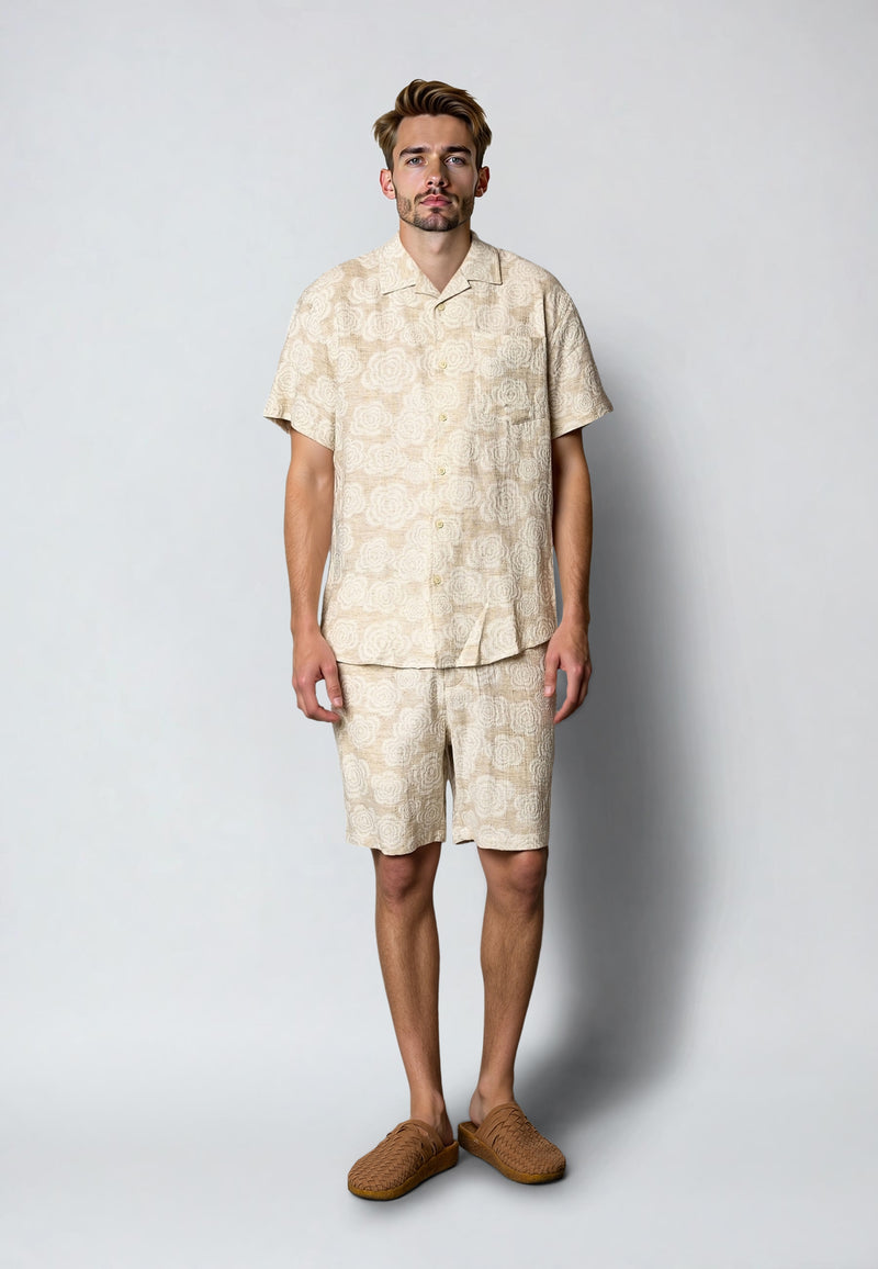 Clean Cut Copenhagen Carter flower shirt Skjorte S/S Ecru