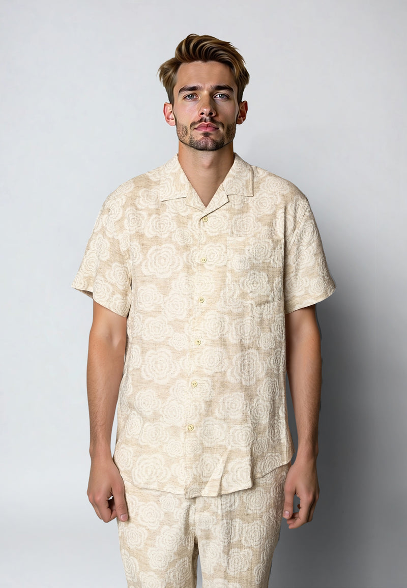 Clean Cut Copenhagen Carter flower shirt Skjorte S/S Ecru