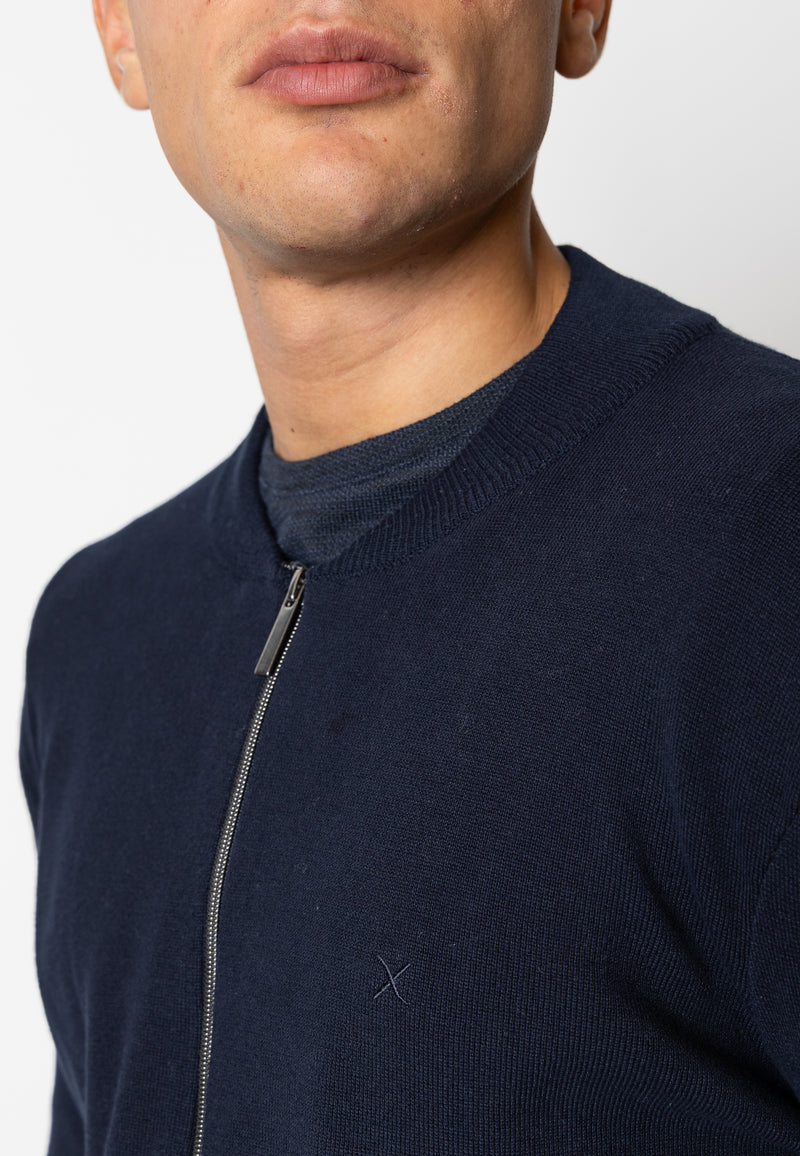 Clean Cut Copenhagen Christian knitted zip cardigan Strik Navy