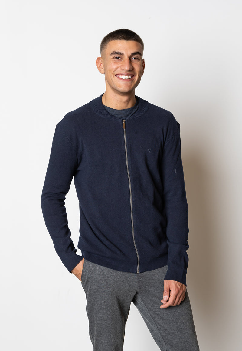 Clean Cut Copenhagen Christian knitted zip cardigan Strik Navy