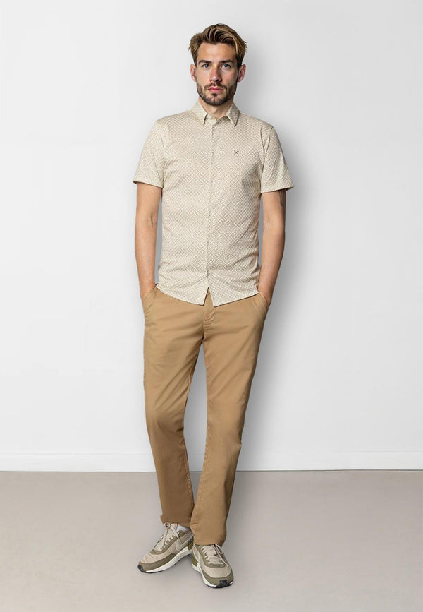 Clean Cut Copenhagen Clean formal AOP shirt Skjorte S/S Ecru