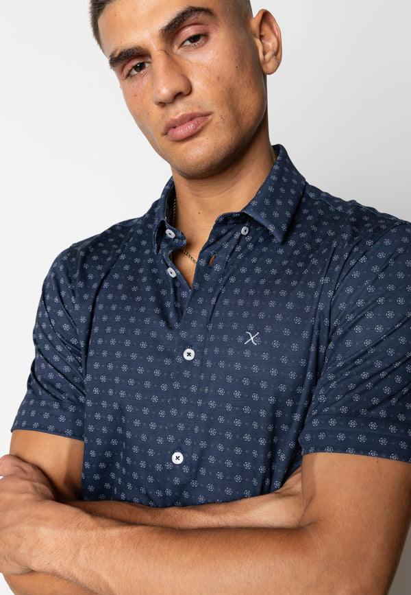 Clean Cut Copenhagen Clean formal AOP shirt Skjorte S/S Navy