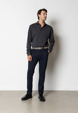 Clean Cut Copenhagen Clean formal printed stretch shirt Skjorte L/S Navy/Brown