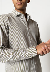 Clean Cut Copenhagen Clean formal stripe shirt Skjorte L/S Army/White Stripe