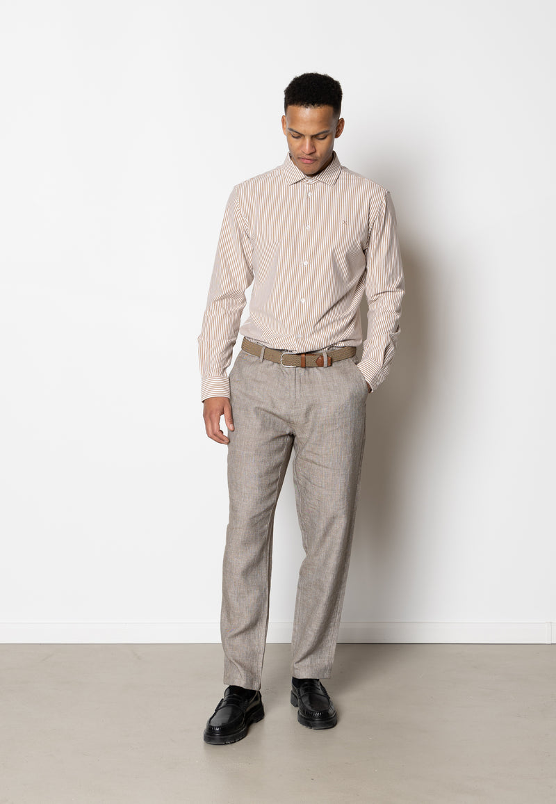 Clean Cut Copenhagen Clean formal stripe shirt Skjorte L/S Warm Sand/White Stripe