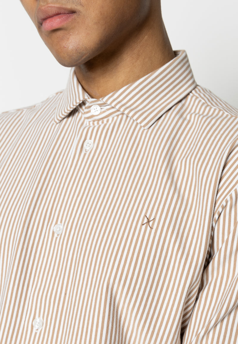 Clean Cut Copenhagen Clean formal stripe shirt Skjorte L/S Warm Sand/White Stripe