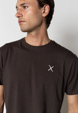 Clean Cut Copenhagen Cross organic logo t-shirt T-shirts S/S Dark Brown