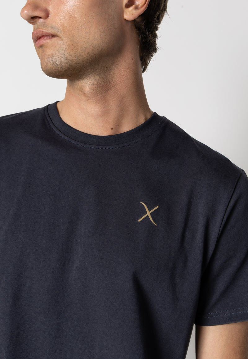 Clean Cut Copenhagen Cross organic logo t-shirt T-shirts S/S Navy