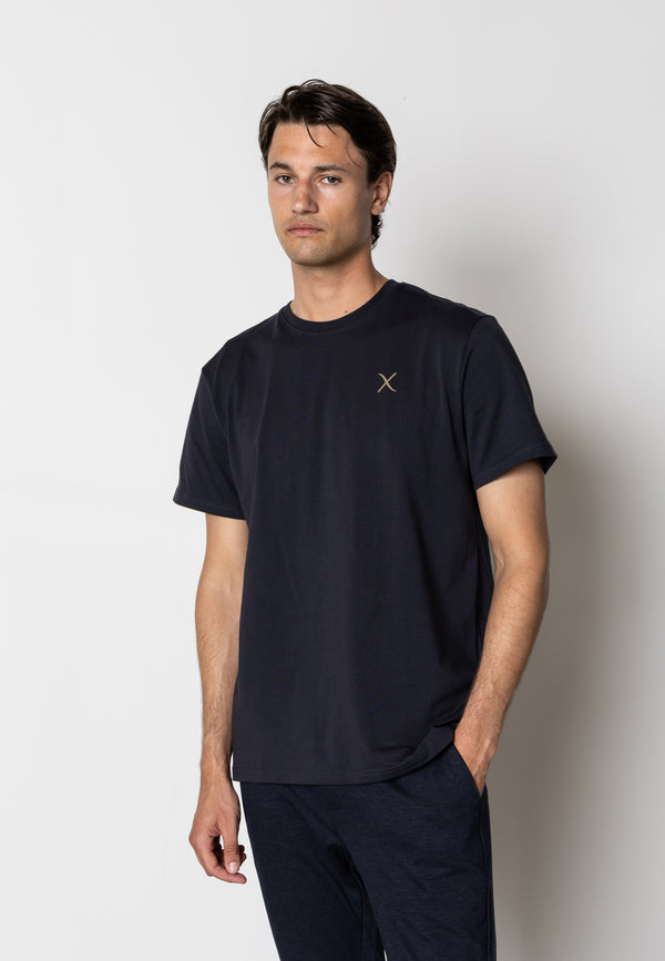 Clean Cut Copenhagen Cross organic logo t-shirt T-shirts S/S Navy