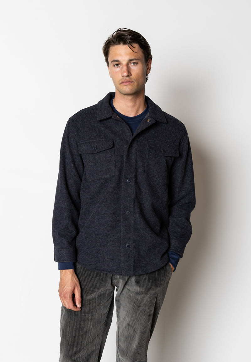 Clean Cut Copenhagen Dean flannel bonded overshirt Skjorte L/S Dark Navy Melange