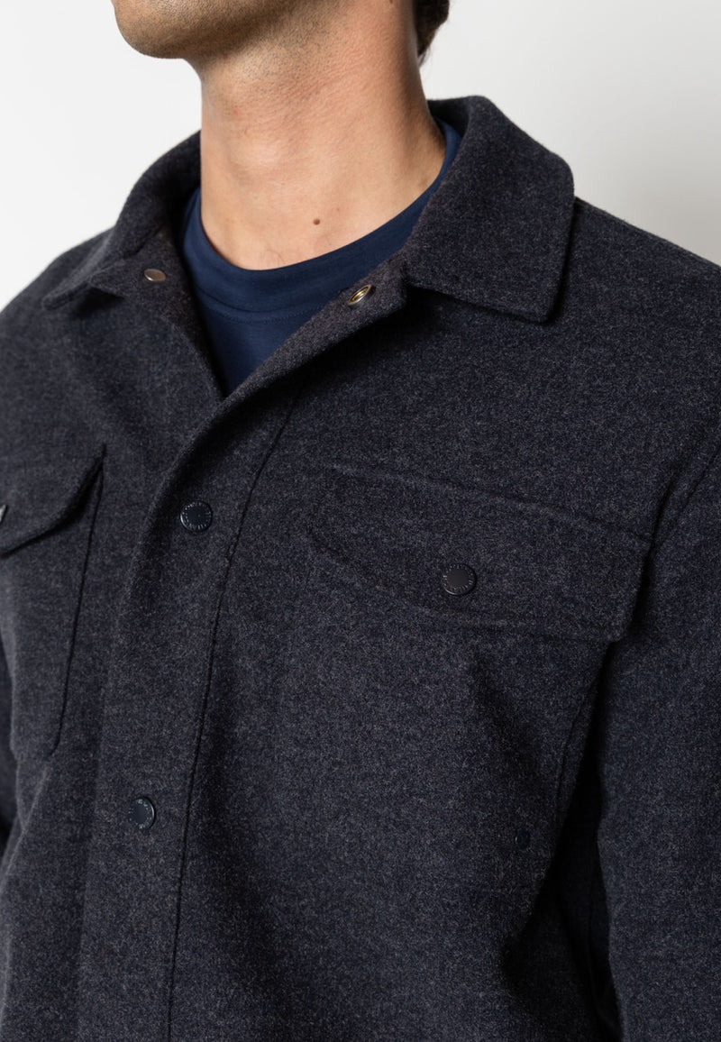 Clean Cut Copenhagen Dean flannel bonded overshirt Skjorte L/S Dark Navy Melange