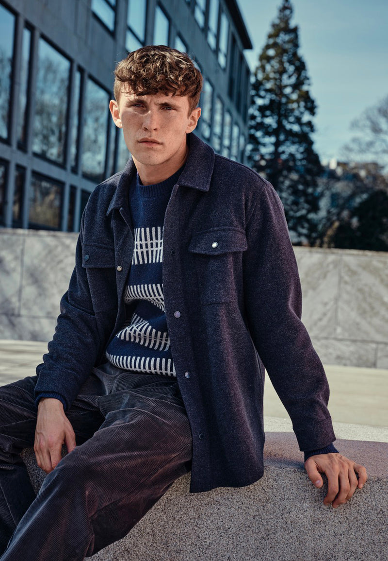 Clean Cut Copenhagen Dean flannel bonded overshirt Skjorte L/S Dark Navy Melange