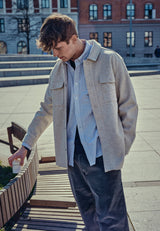 Clean Cut Copenhagen Dean flannel bonded overshirt Skjorte L/S Soft Sand Melange