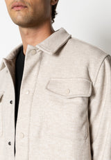 Clean Cut Copenhagen Dean flannel bonded overshirt Skjorte L/S Soft Sand Melange