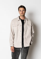 Clean Cut Copenhagen Dean flannel bonded overshirt Skjorte L/S Soft Sand Melange