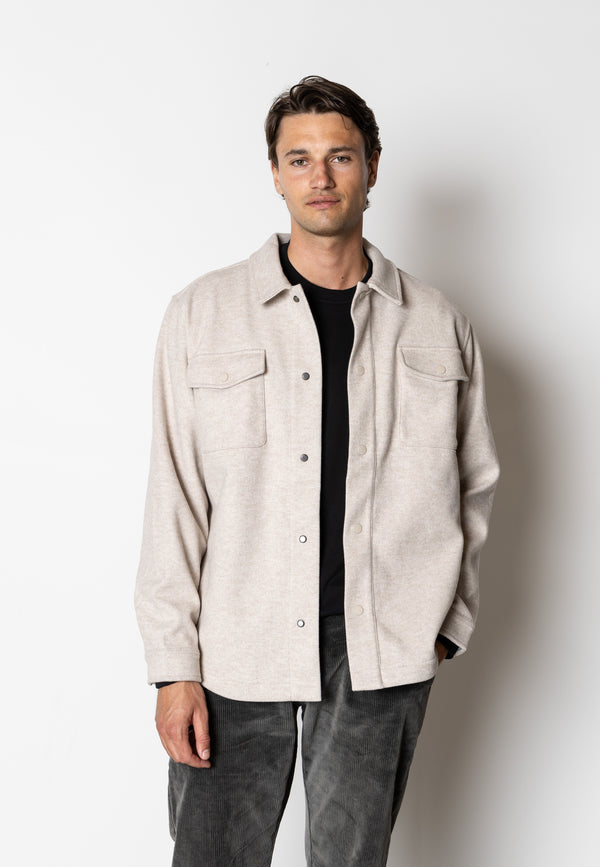 Clean Cut Copenhagen Dean flannel bonded overshirt Skjorte L/S Soft Sand Melange
