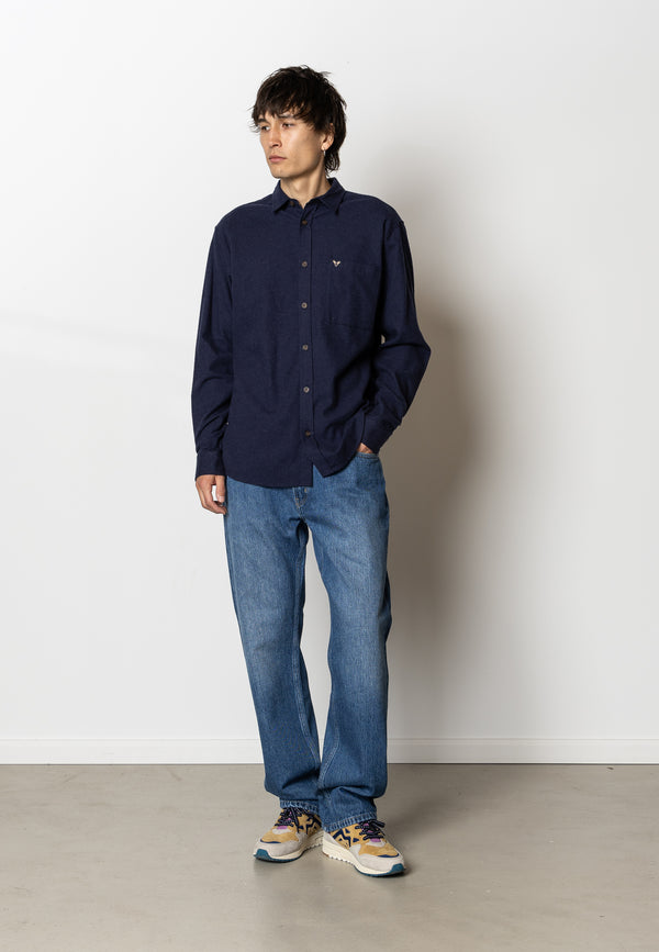 Fat Moose FRANK FLANNEL SHIRT Skjorte L/S Dark Navy Melange