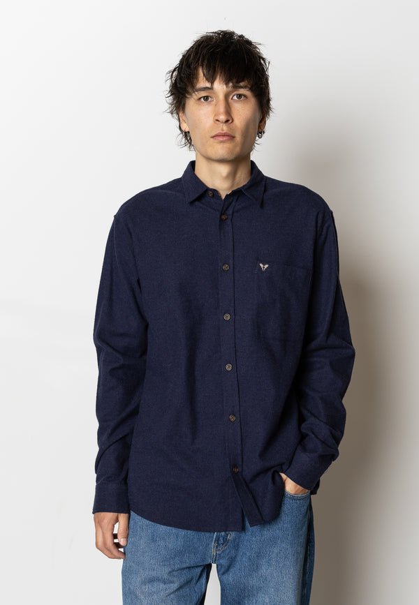 Fat Moose FRANK FLANNEL SHIRT Skjorte L/S Dark Navy Melange