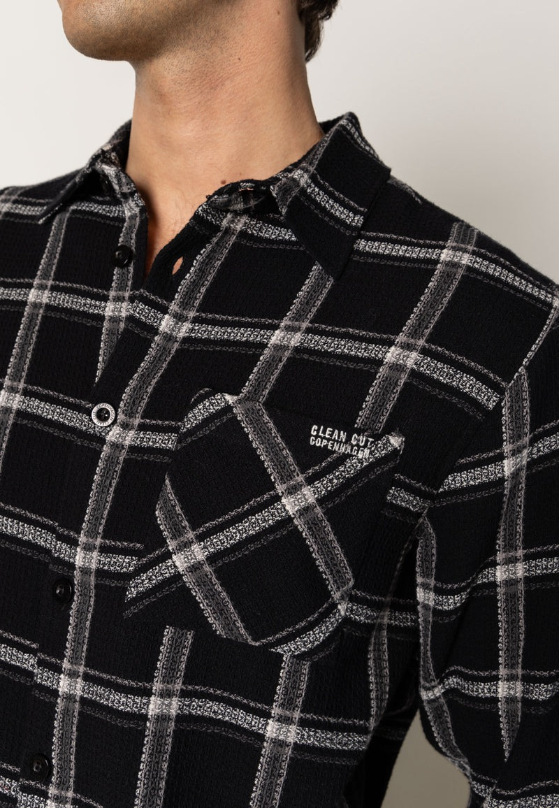 Clean Cut Copenhagen Gibson checked cotton shirt Skjorte L/S Sort / Grå