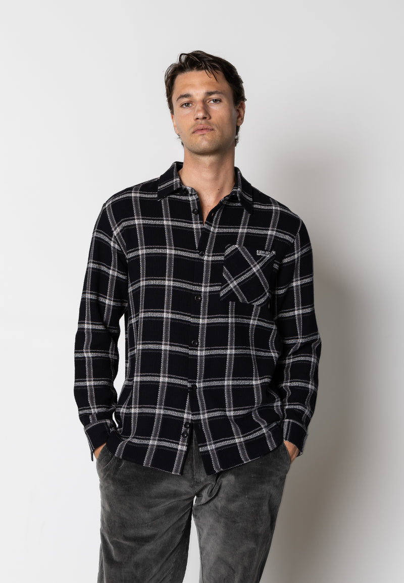 Clean Cut Copenhagen Gibson checked cotton shirt Skjorte L/S Sort / Grå