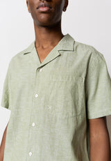 Clean Cut Copenhagen Giles cotton/linen shirt Skjorte S/S Green Melange