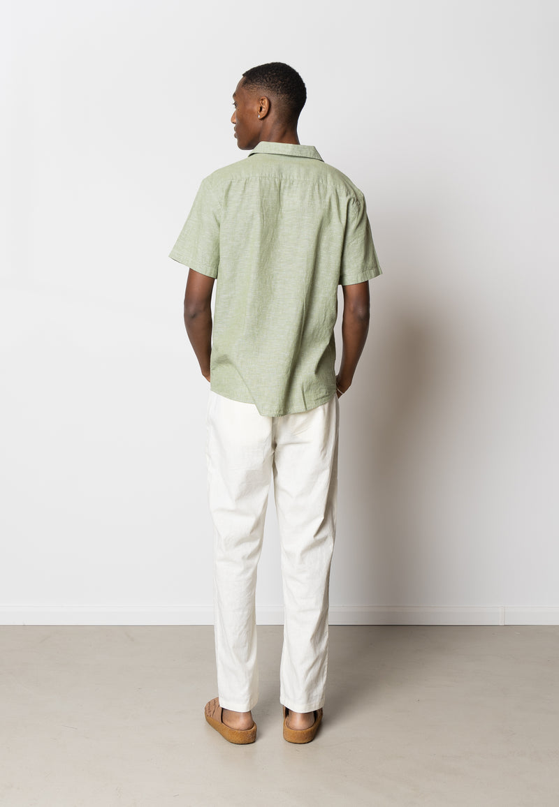 Clean Cut Copenhagen Giles cotton/linen shirt Skjorte S/S Green Melange