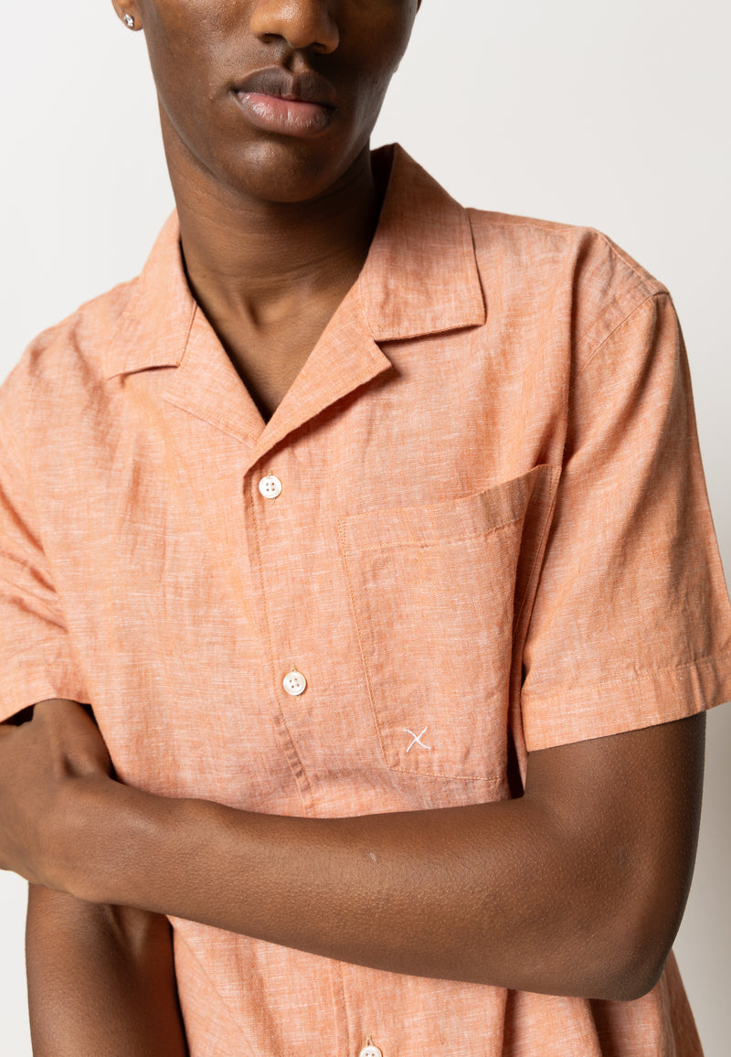 Clean Cut Copenhagen Giles cotton/linen shirt Skjorte S/S Orange Melange