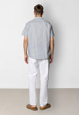 Clean Cut Copenhagen Giles cotton/linen shirt Skjorte S/S Dark green/Ecru