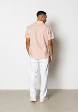 Clean Cut Copenhagen Giles cotton/linen shirt Skjorte S/S Orange/Ecru