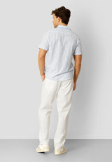 Clean Cut Copenhagen Giles cotton/linen shirt Skjorte S/S Blue Melange / Ecru