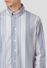 Clean Cut Copenhagen Hudson AOP stretch shirt Skjorte L/S Blue Stripe