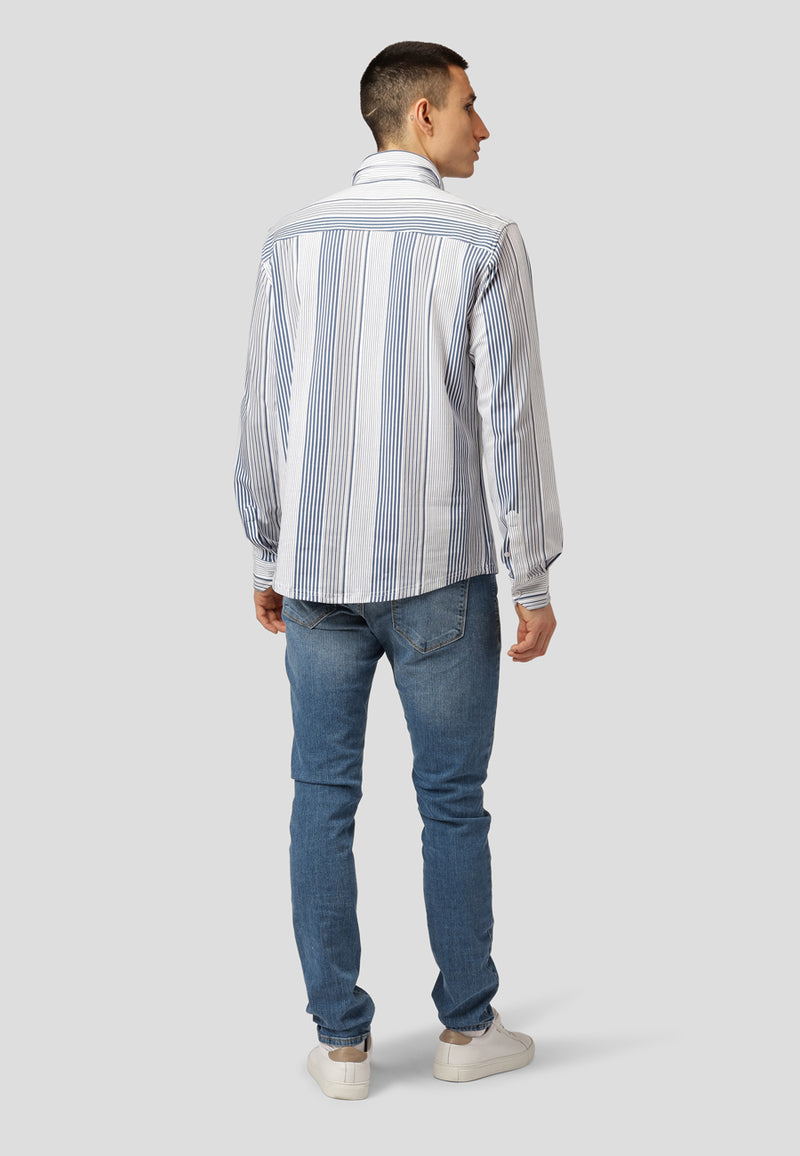 Clean Cut Copenhagen Hudson AOP stretch shirt Skjorte L/S Blue Stripe