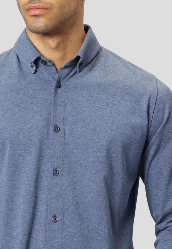 Clean Cut Copenhagen Hudson jersey stretch skjorte Skjorte L/S Denim Melange