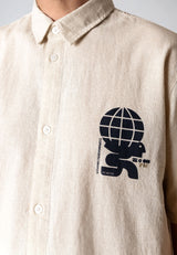 Fat Moose IAN COTTON/LINNEN SHIRT Skjorte S/S Ecru